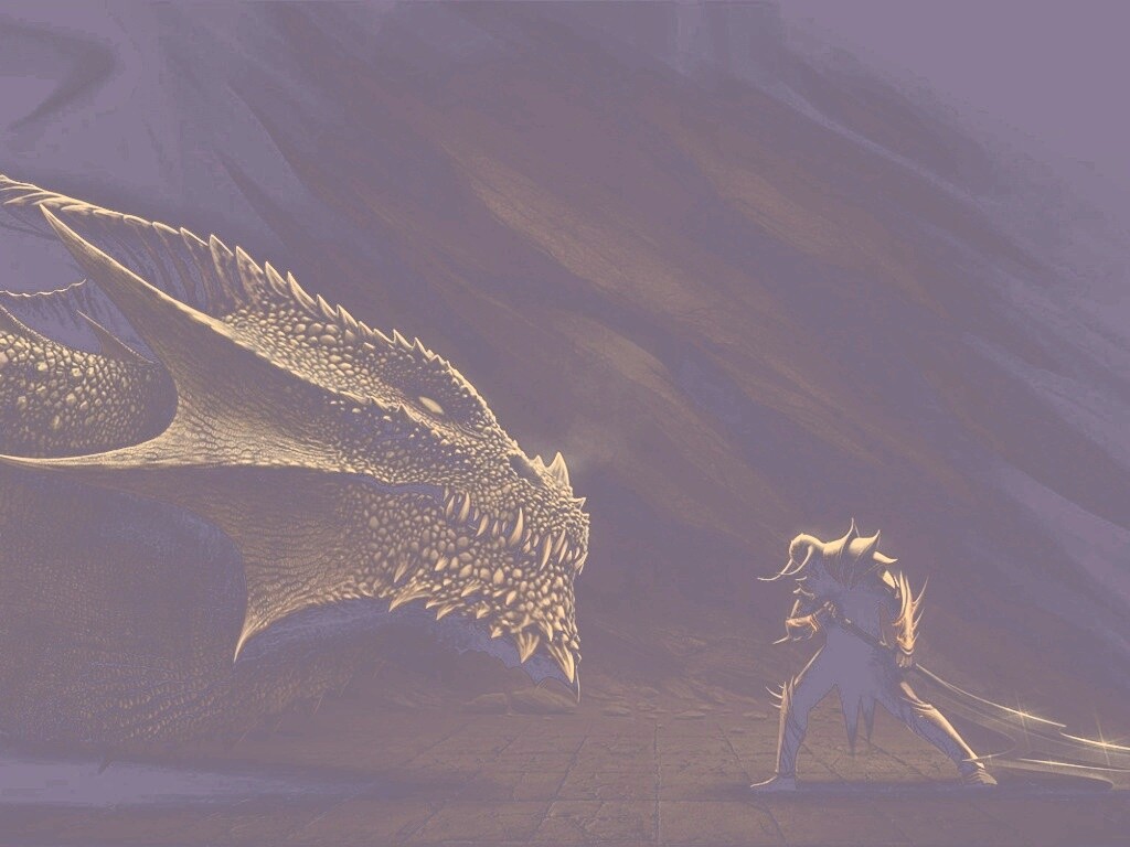Дракон и воин обои