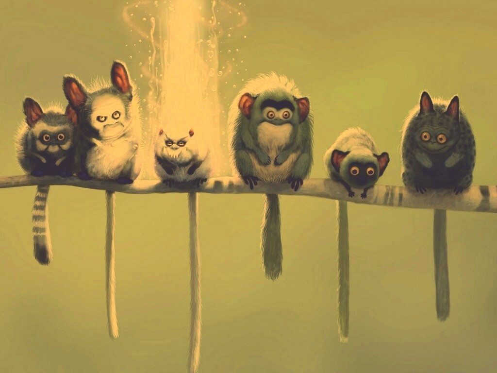 Существа на ветке обои