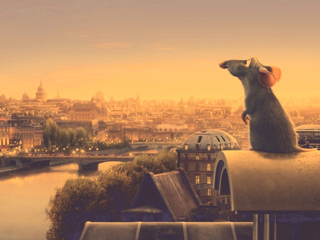 Рататуй на фоне Парижа обои