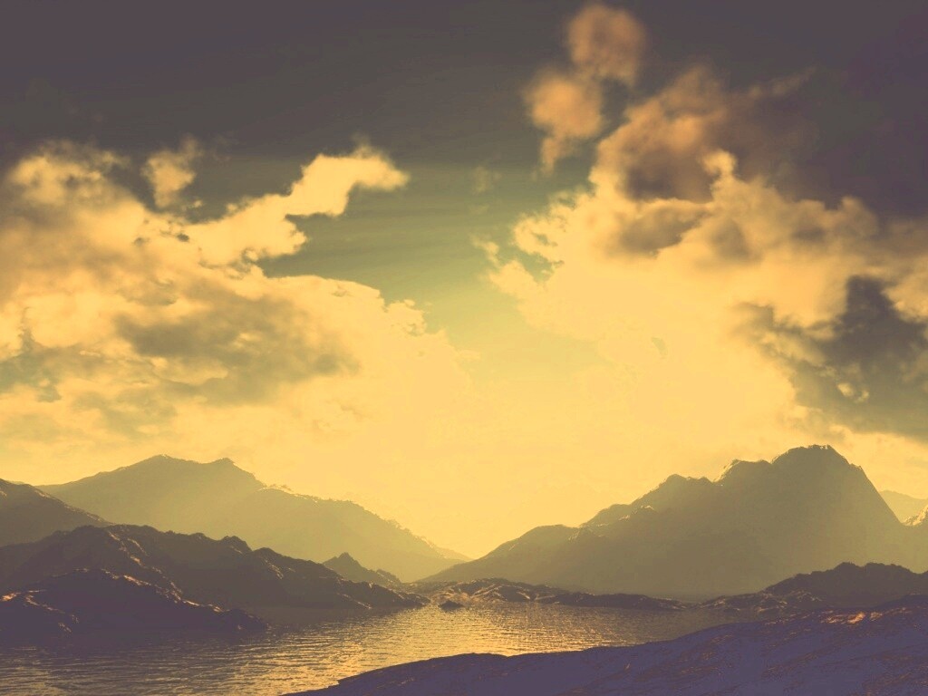 Закат в горах обои