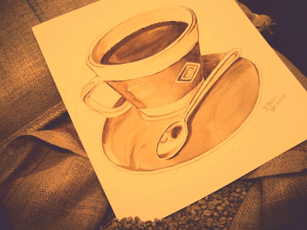 Нарисованная чашка кофе обои