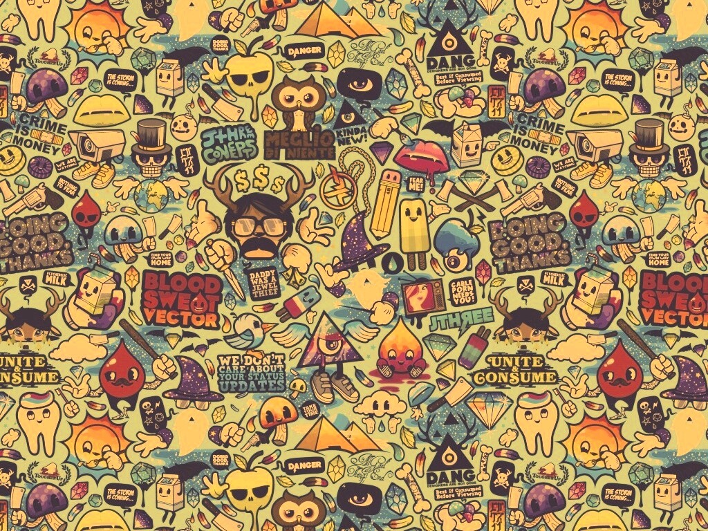 Коллаж из мультяшных картинок обои