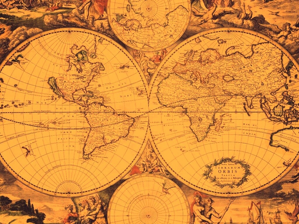 Старинная карта мира обои