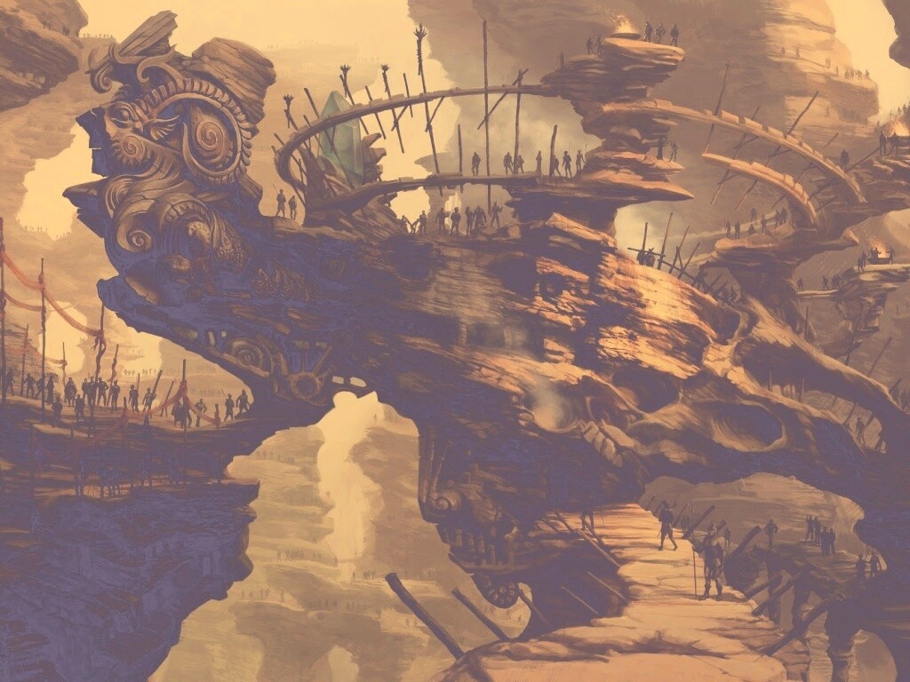 Древний корабль в скалах обои