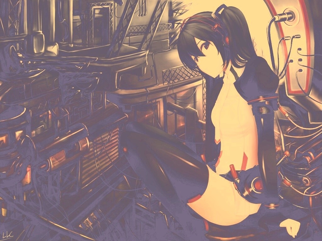 Девушка в наушниках обои