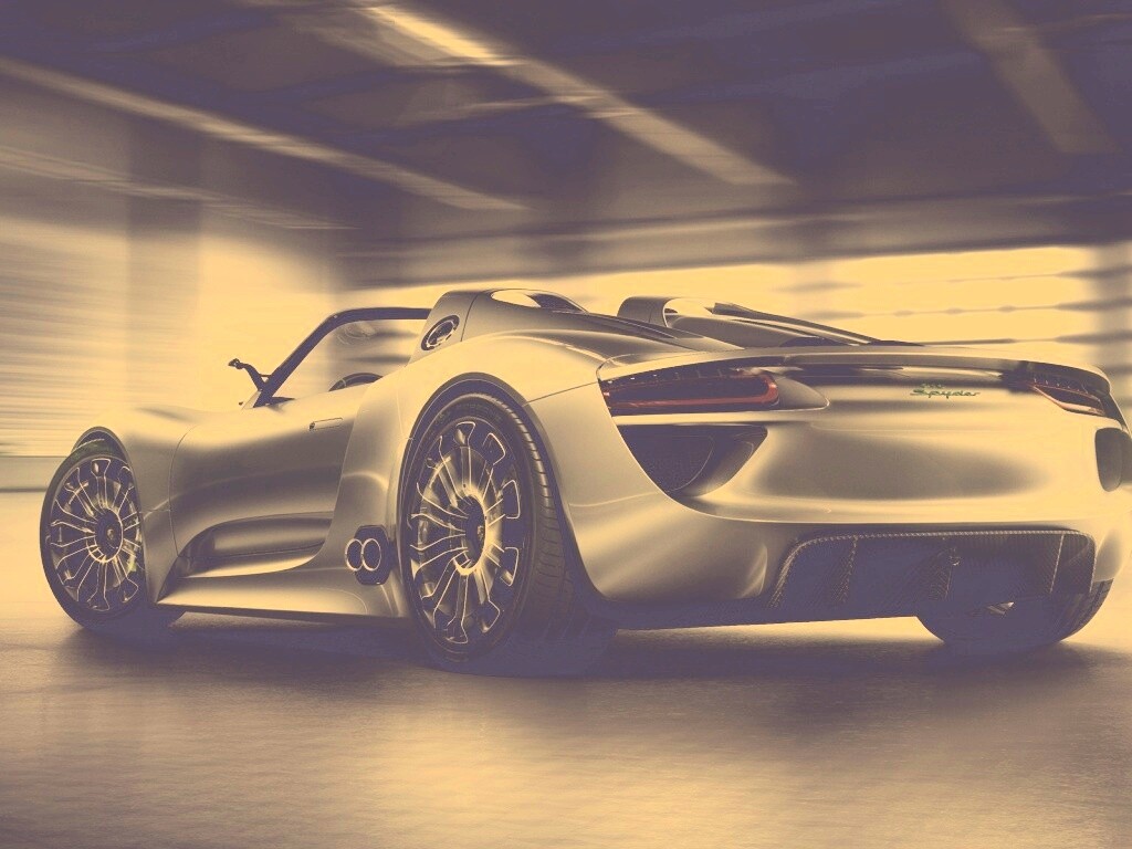 Porsche 918 Spider вид сзади обои