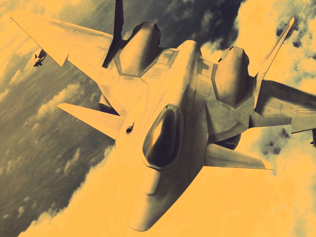 Нарисованный истребитель в полете обои