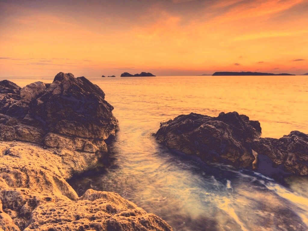 Закат на море обои