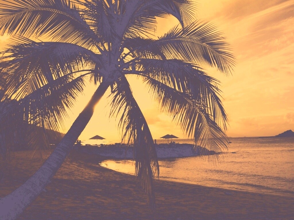 Пляж на закате обои