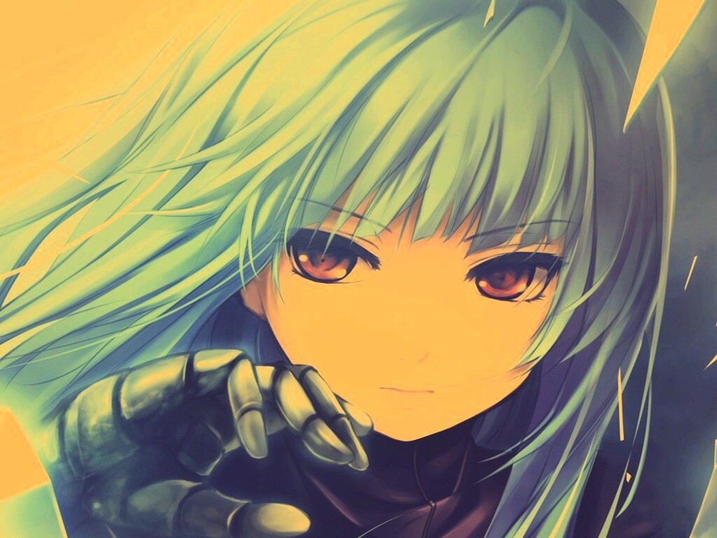 Аниме девушка с голубыми волосами обои