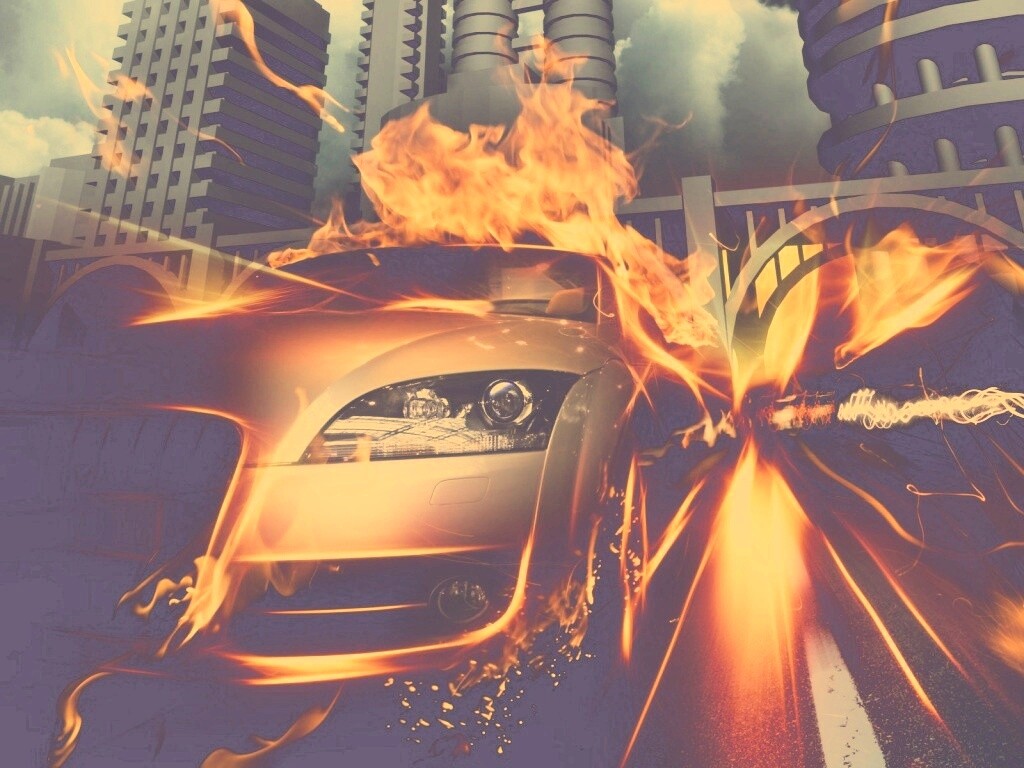 Ауди в огне обои