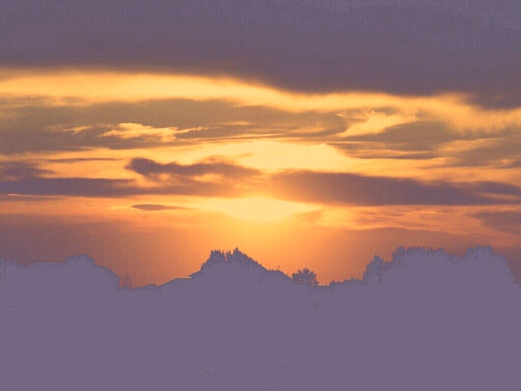 Оранжевый закат обои