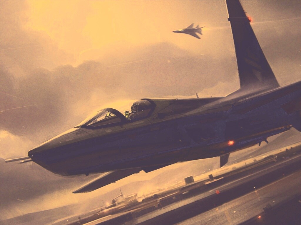 Истребитель на взлете обои
