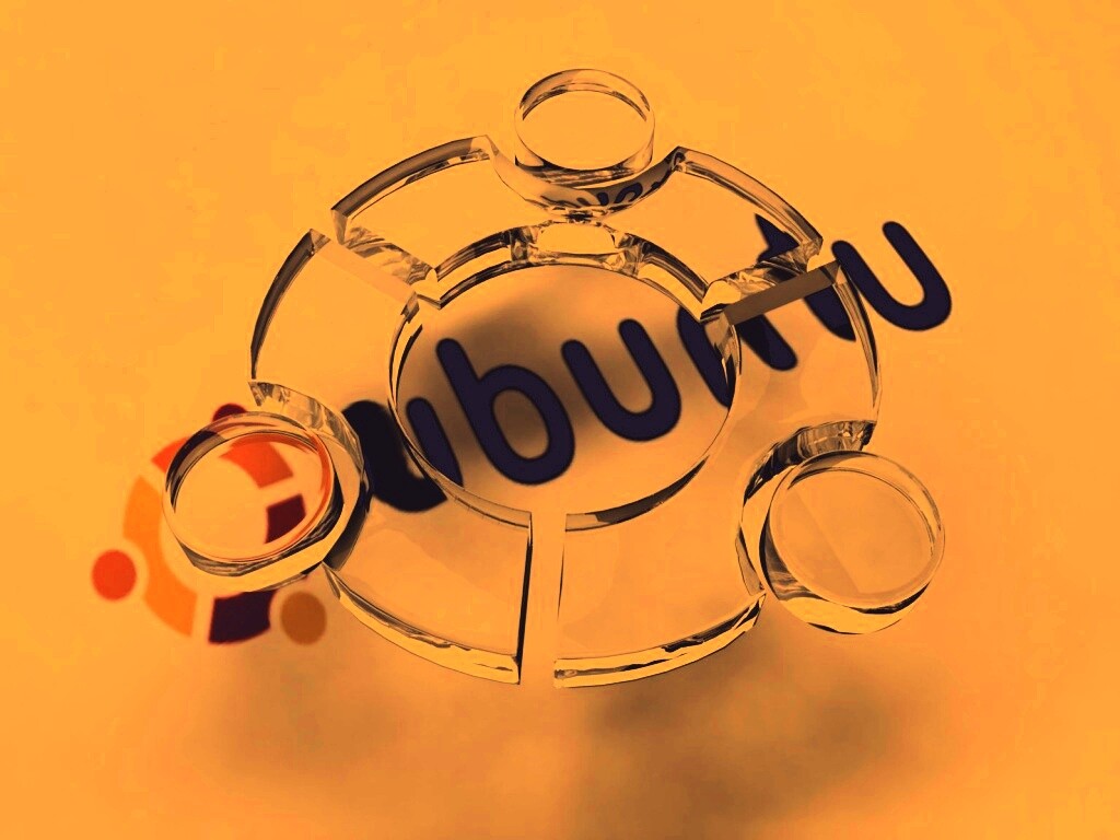 Стеклянный логотип ubuntu обои