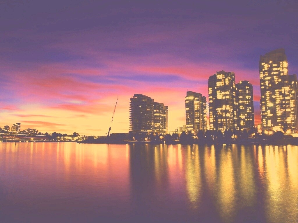 Фиолетовый закат в Ванкувере обои