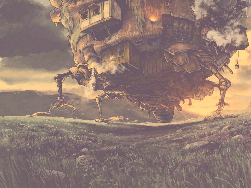 Ходячий замок в движении обои