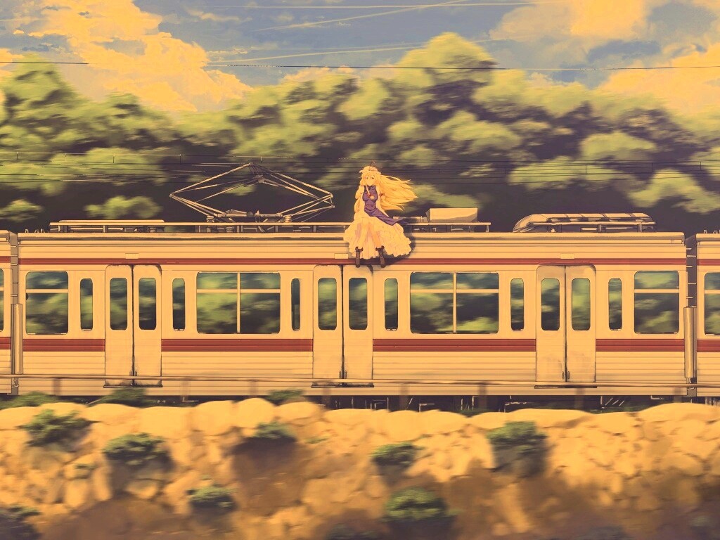 Девушка на крыше поезда обои