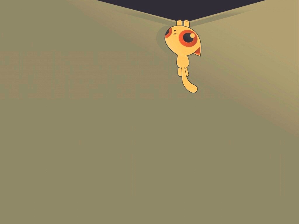 Кот, зацепившийся за край обои