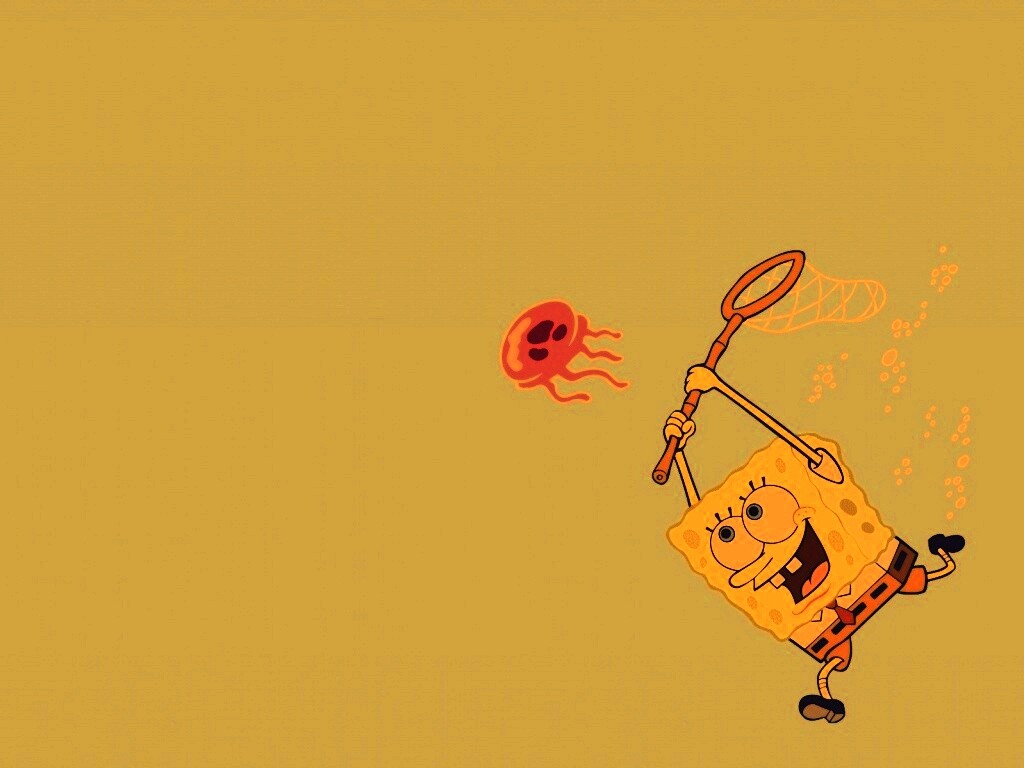 Губка Боб гонится за медузой обои