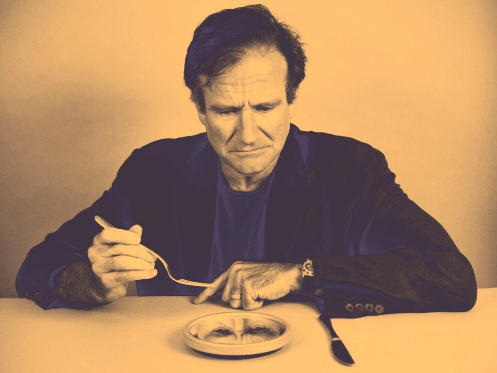 Робин Уильямс перед зеркалом обои