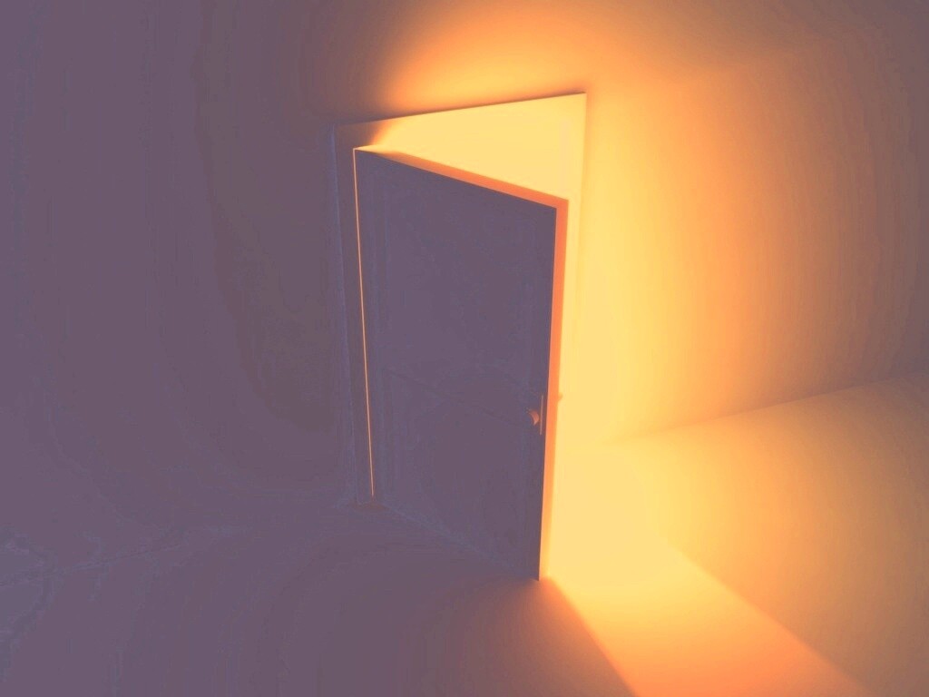 Свет из-за открытой двери обои