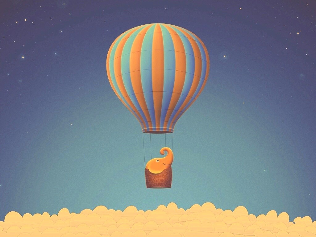 Слон на воздушном шаре обои
