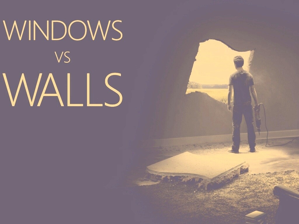 Windows против стен обои