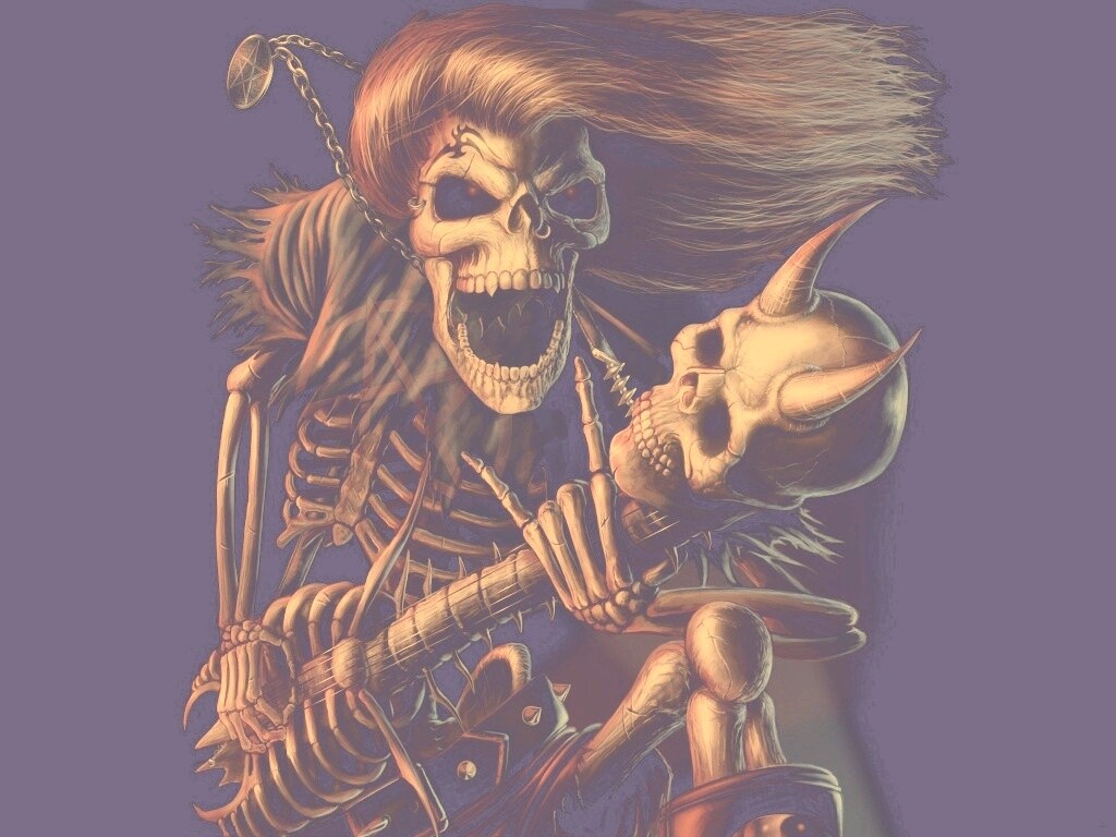 Скелет играет на скелет-гитары обои