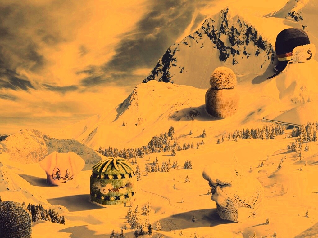 Прикольные шапки на горных вершинах обои