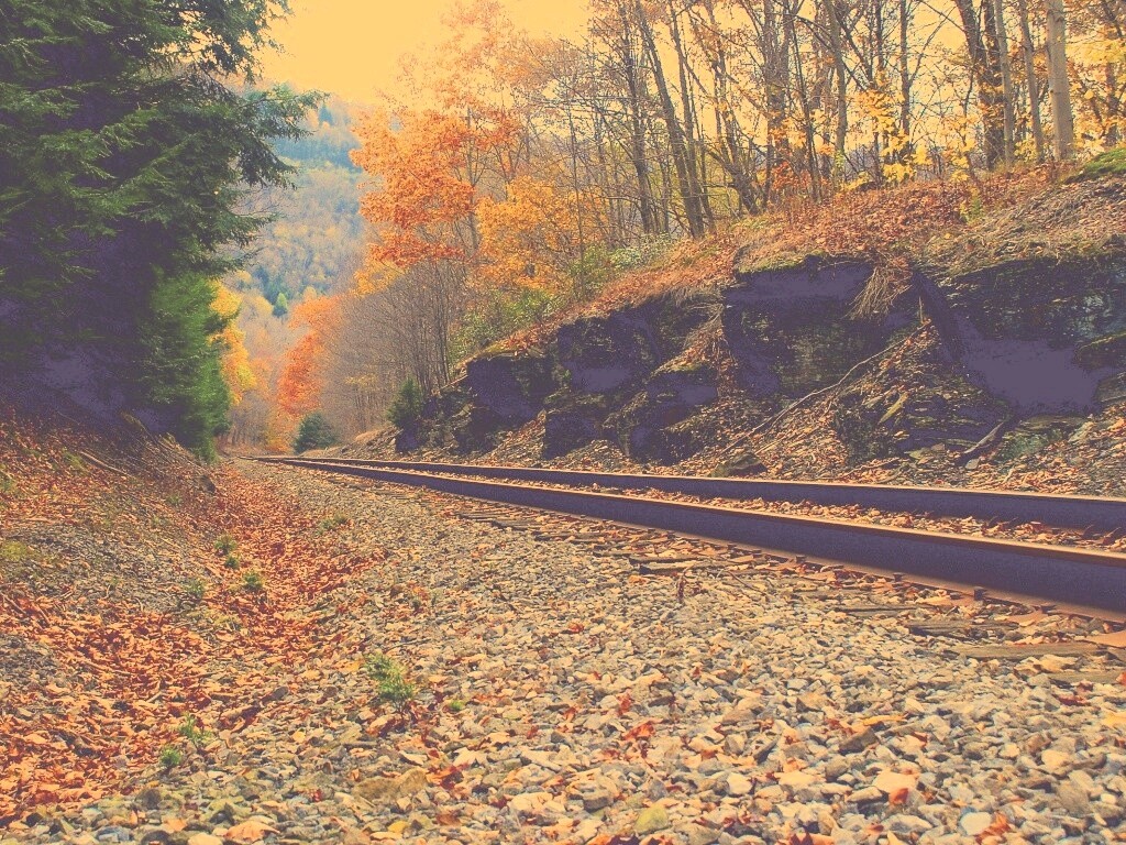 Железная дорога в скалистой местности обои