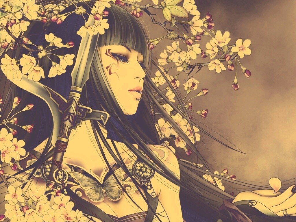 Элегантная девушка с оружием обои