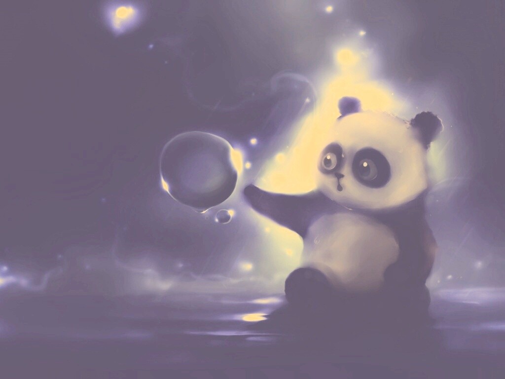 Панда и пузырек обои