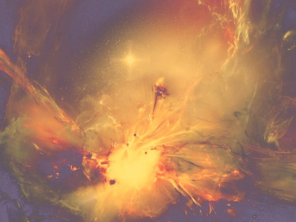 Туманность в красно-жёлтых тонах обои