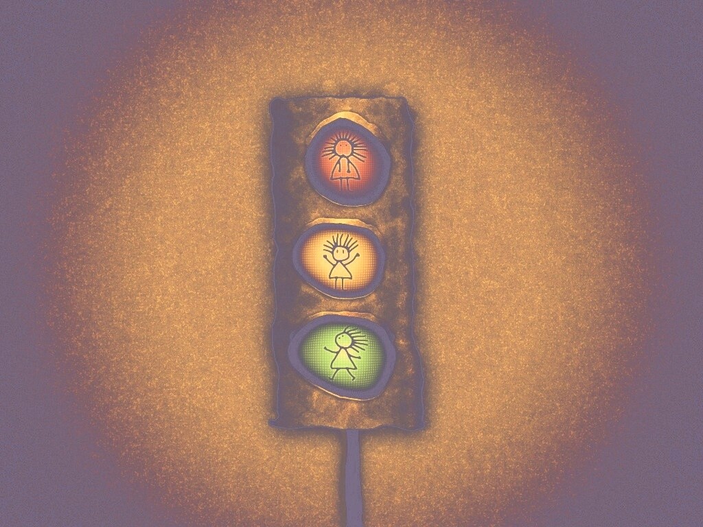 Нарисованный светофор обои