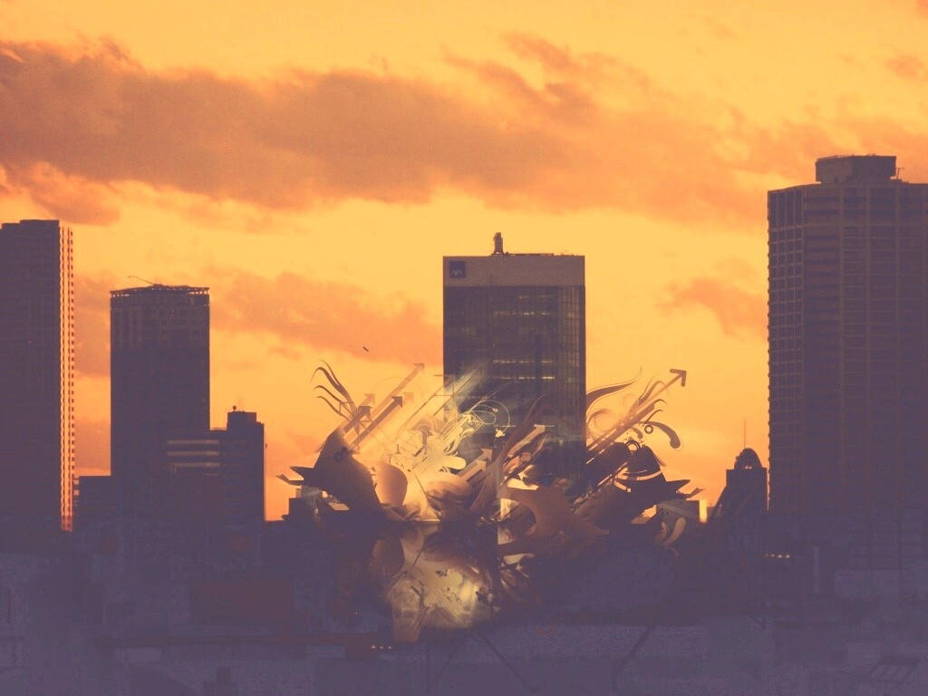 3D абстракция прямо в городе обои