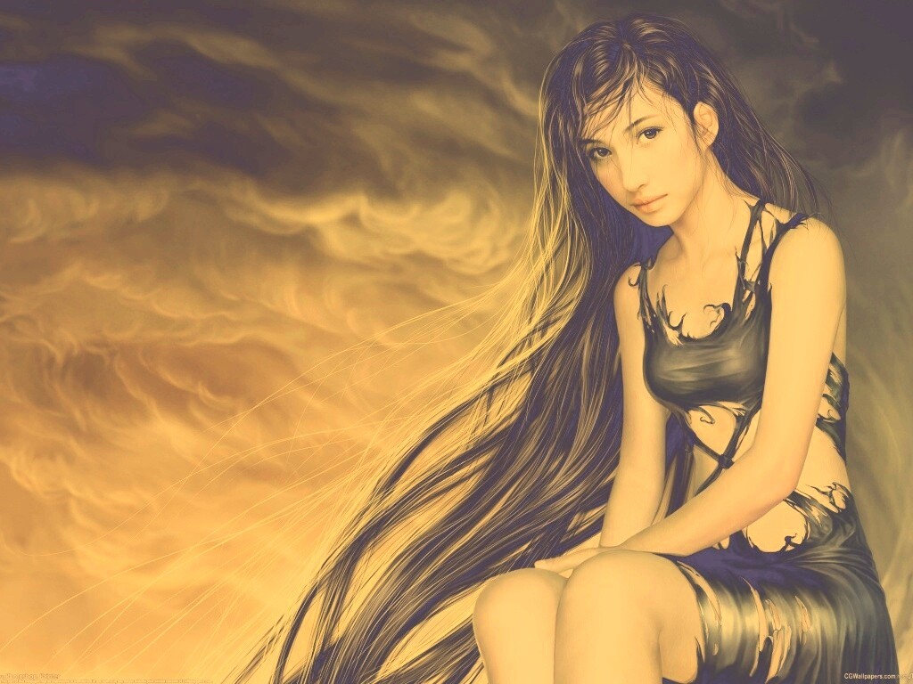 Девушка с длинными волосами обои