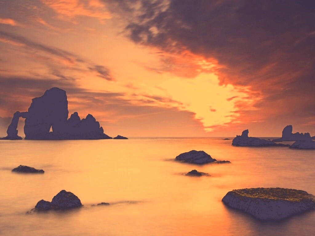 Закат на море обои