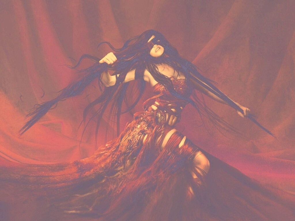 Девушка в красной мантии обои