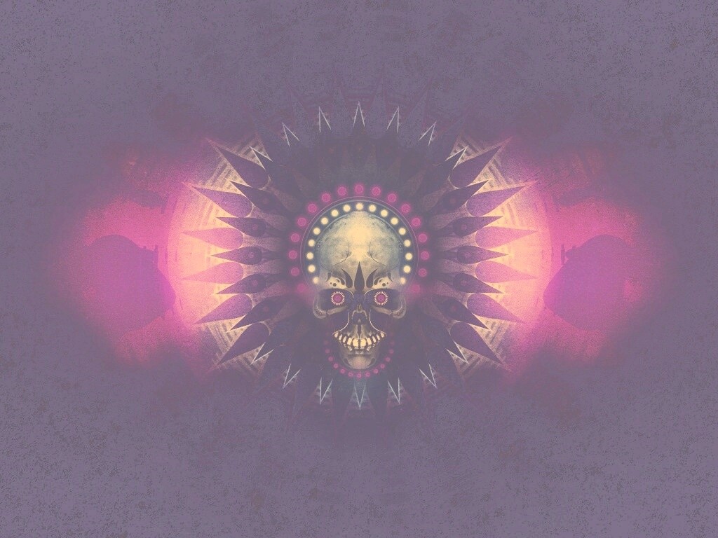 Неоновый череп обои