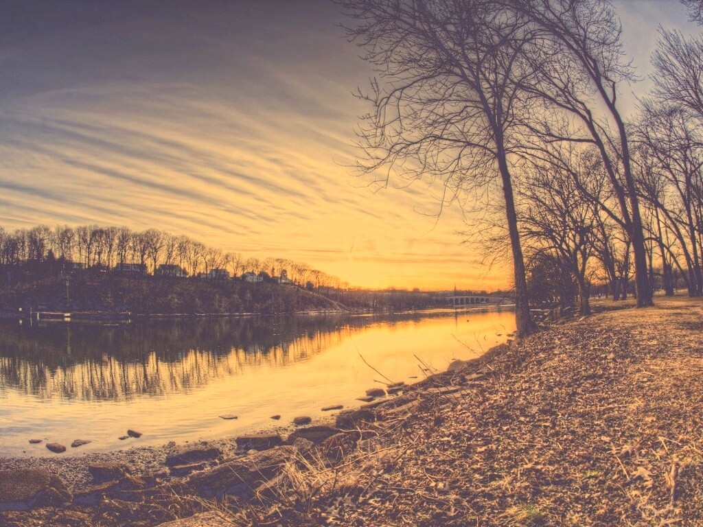 Осенний закат обои