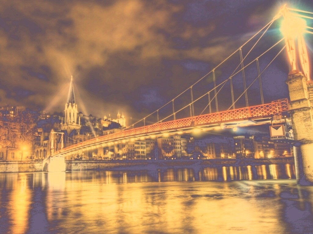 Ночная подсветка моста обои