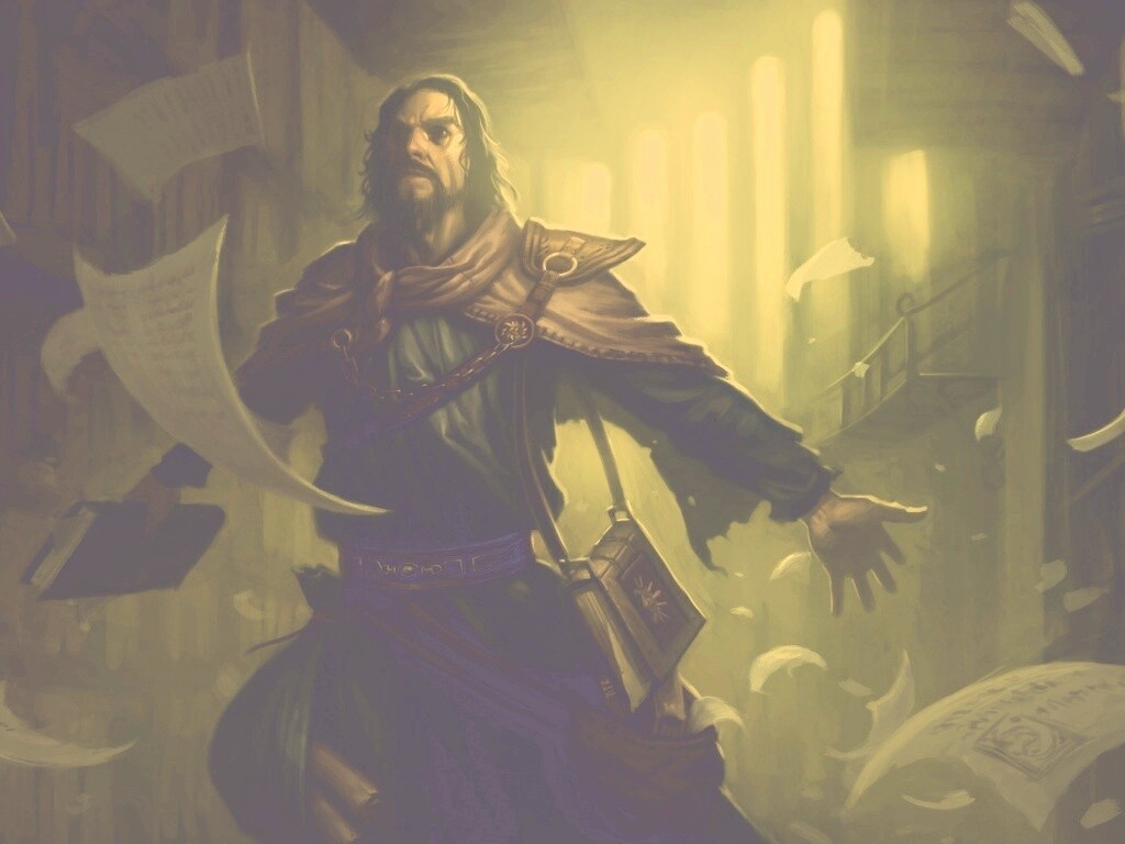 Маг в библиотеке обои