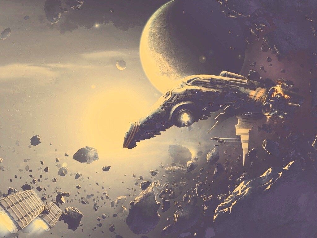 Космические корабли в поясе метеоритов обои