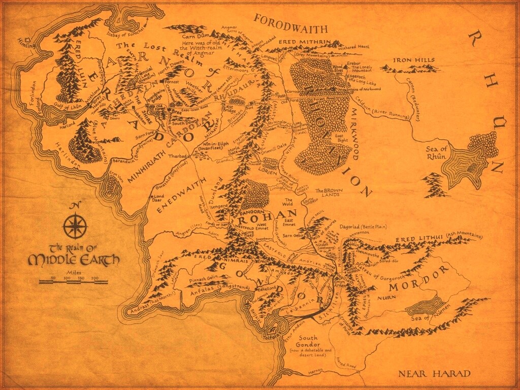 Карта Средиземья обои