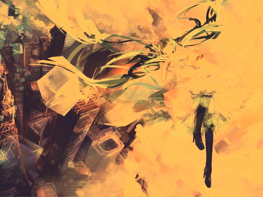 Hatsune Miku в небе обои