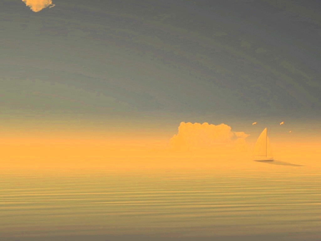 Голубые обои под хорошее настроение с парусником обои