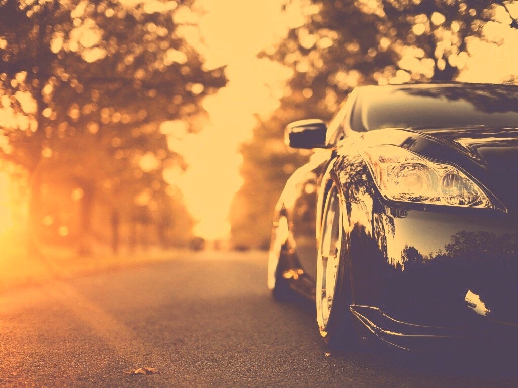 Автомобиль на закате обои