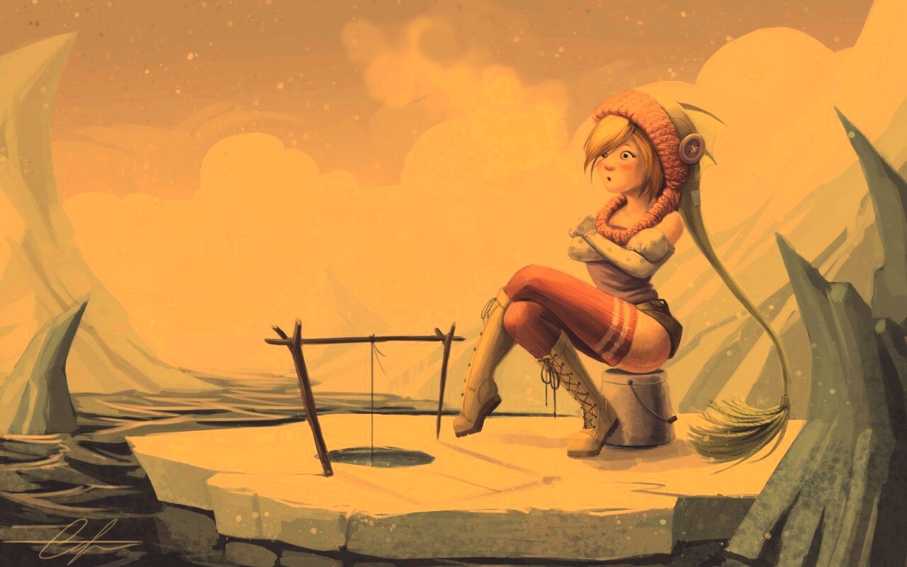 Тяготы зимней рыбалки обои