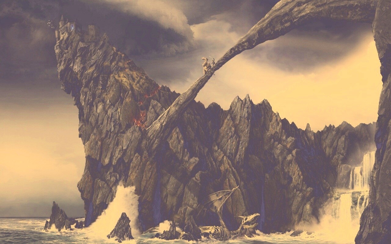 Бой на скале обои