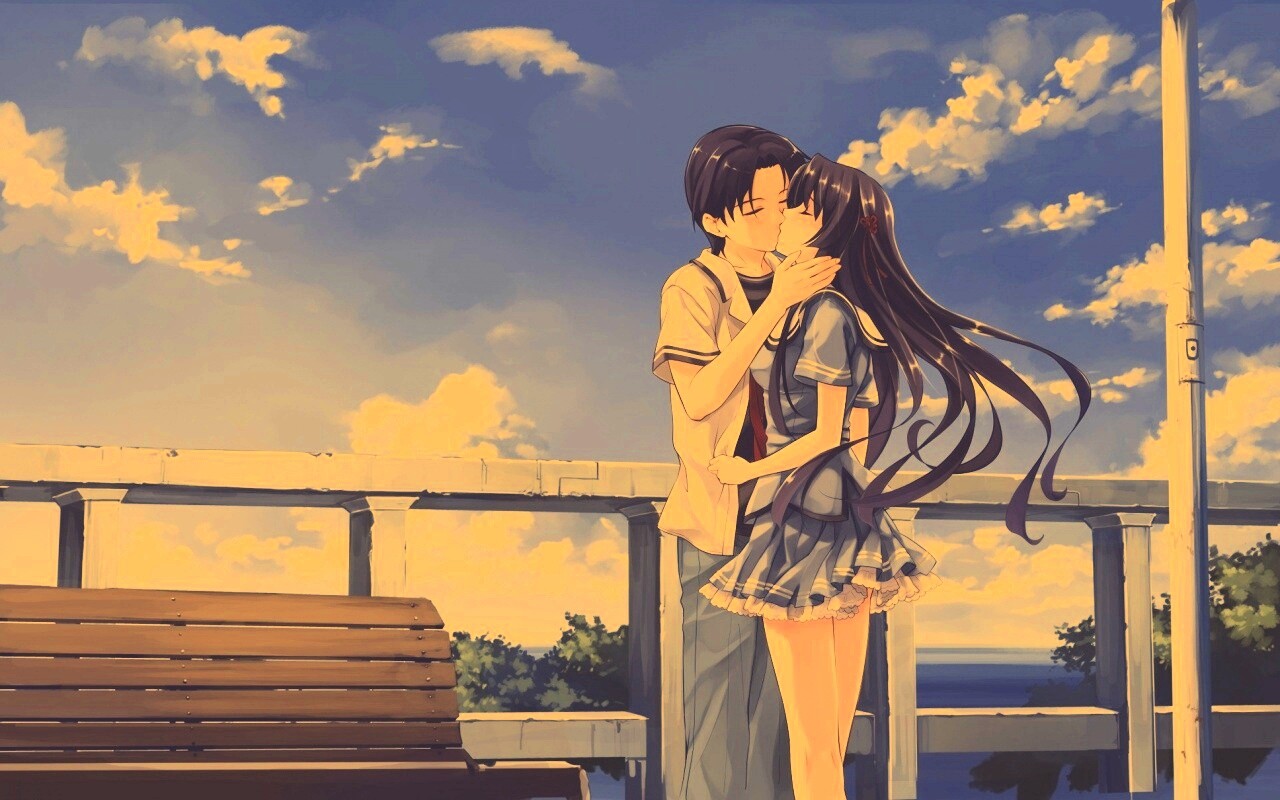 Поцелуй на набережной обои